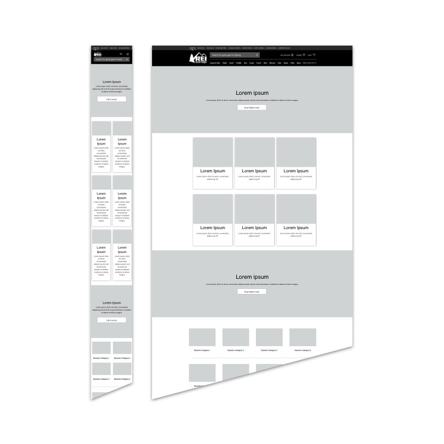 Wireframe mockup of home page
